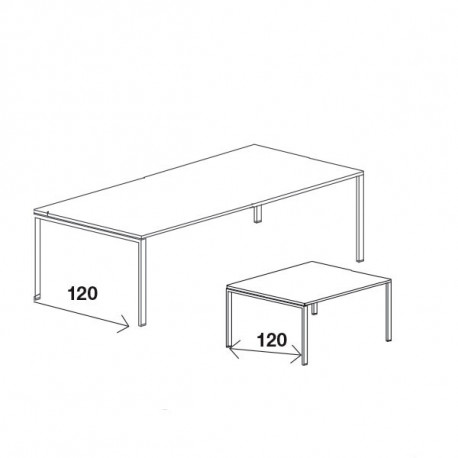 Mesa de reunión rectangular serie Ipop 400x120x74cm estructura blanco y encimera blanco